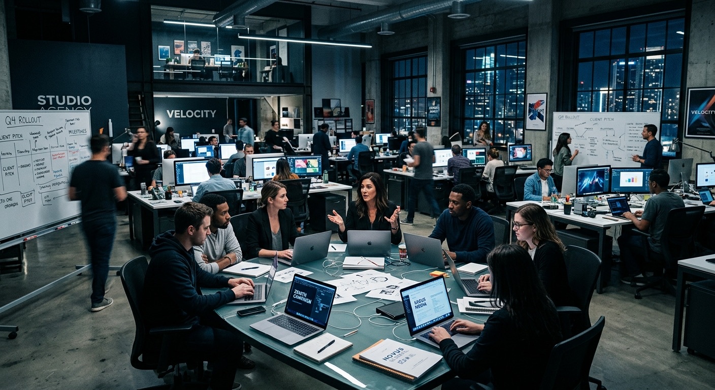 A busy agency team working across many client campaigns