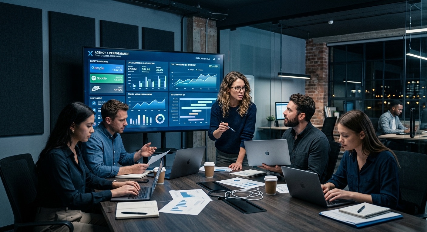 An agency team managing multiple client campaigns