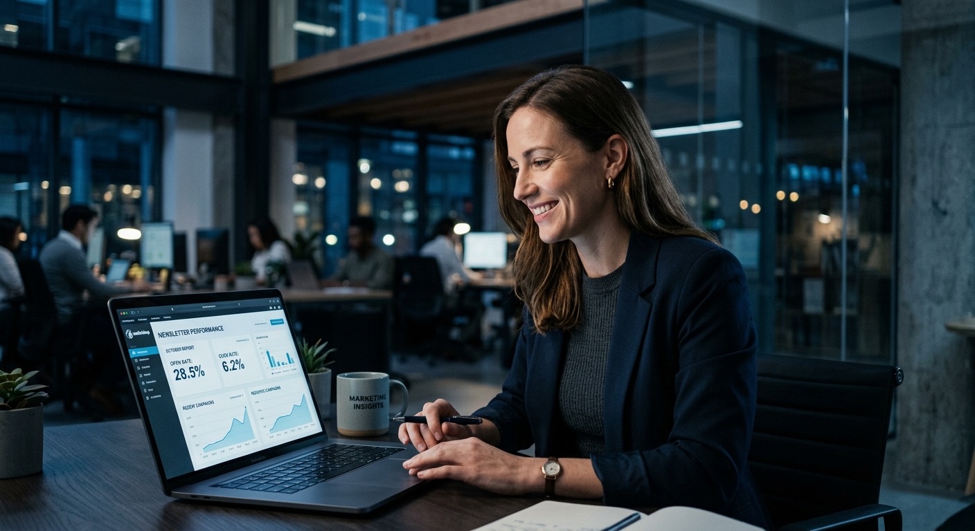 A marketer reviewing newsletter open rates