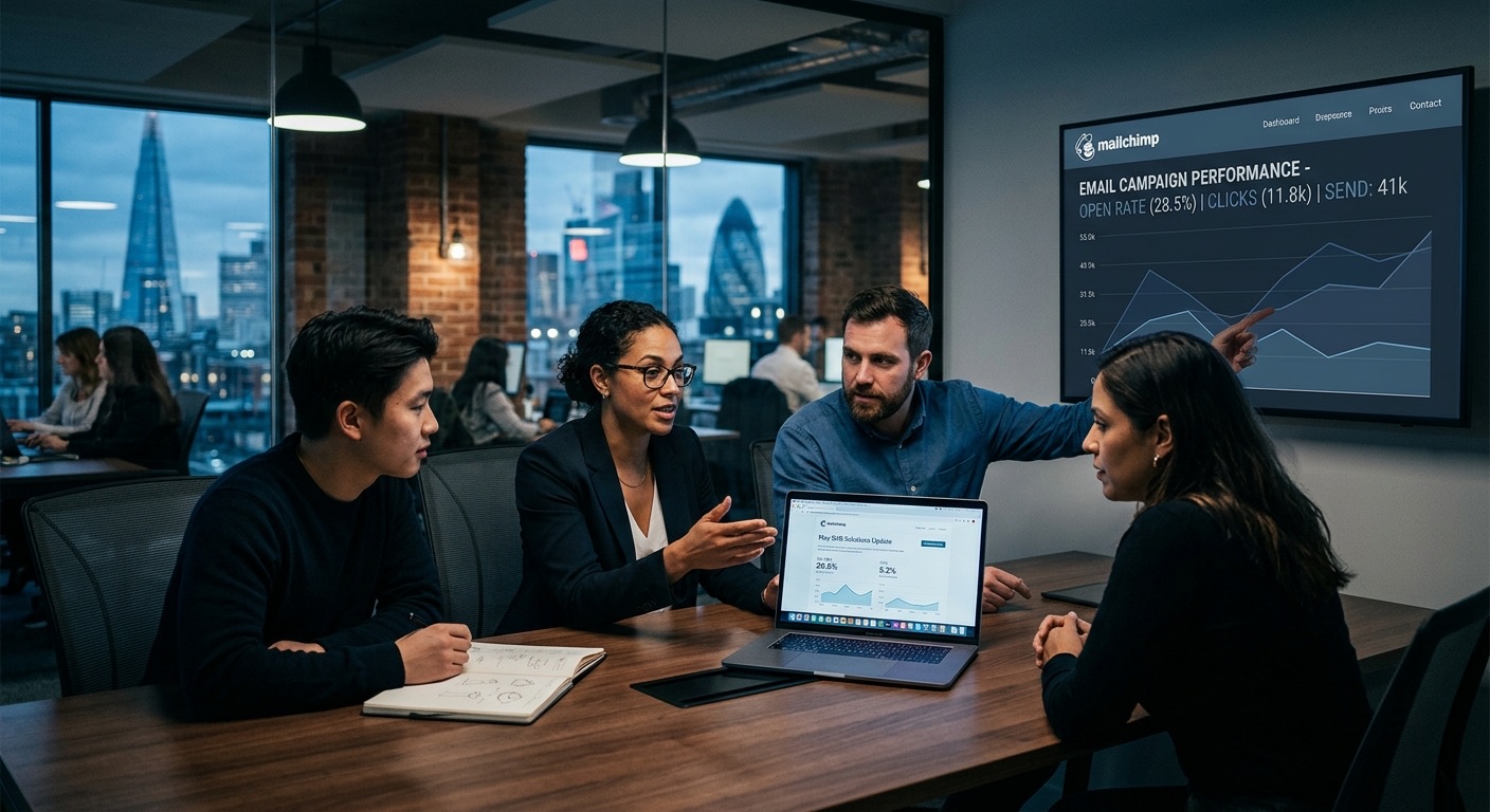 A B2B marketing team reviewing email campaign performance