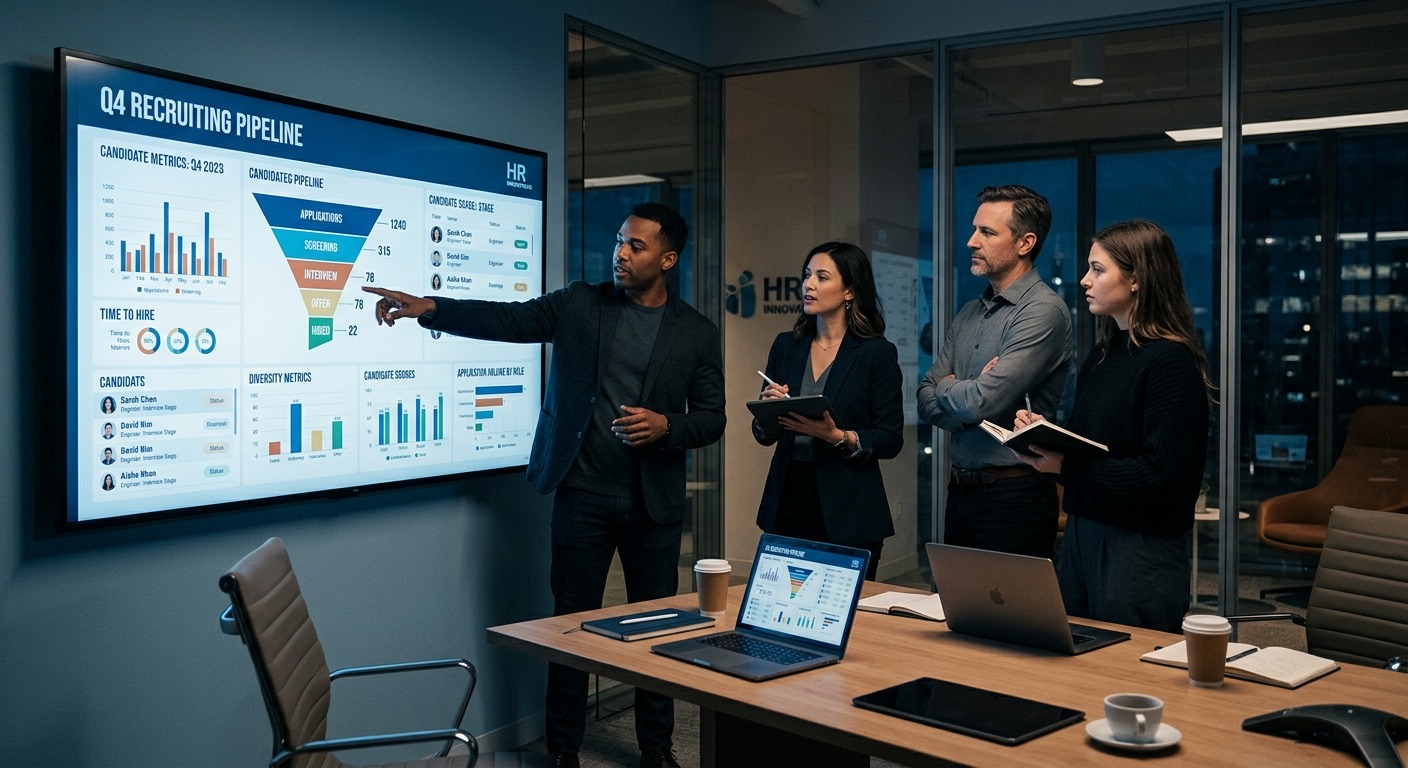 A recruiting team reviewing the hiring pipeline